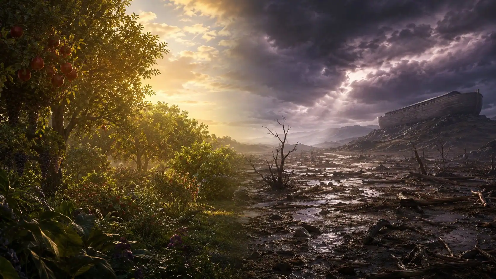 Eden's abundance versus the post-flood barren earth, the visual answer to what does the Bible say about eating meat