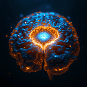 Glowing neural network inside a human brain, representing advanced AI and neural connectivity.
